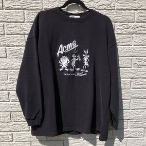 Vintage 1994 Looney Tunes ACME Embroidered Black LongSleeve Sweatshirt Large